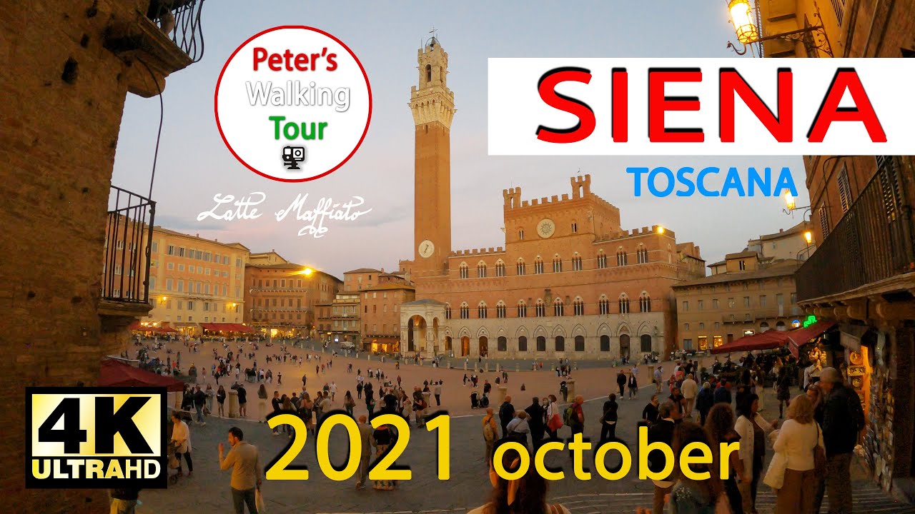 SIENA (Tuscany), Italy by evening walking tour in 4k/ 60 fps