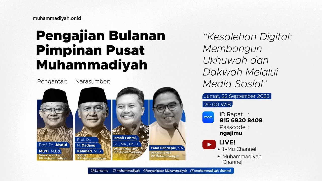 PENGAJIAN UMUM PP MUHAMMADIYAH | Kesalehan Digital: Membangun Ukhuwah & Dakwah Melalui Media Sosial