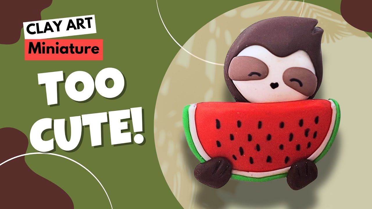 This Sloth Really Loves Watermelon 🍉🦥 | Cute Clay Magnet