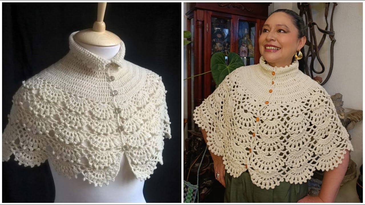 ¿Cómo tejer una capa a Crochet? VINTAGE✨En todas las tallas MUY FÁCIL Paso a paso#crochet #tutorial