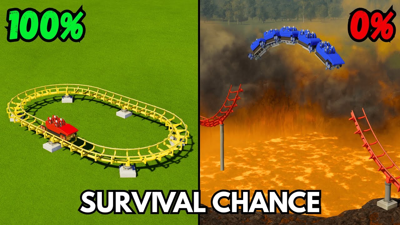 100% vs 0% Survival Chance Roller Coaster – Planet Coaster 2