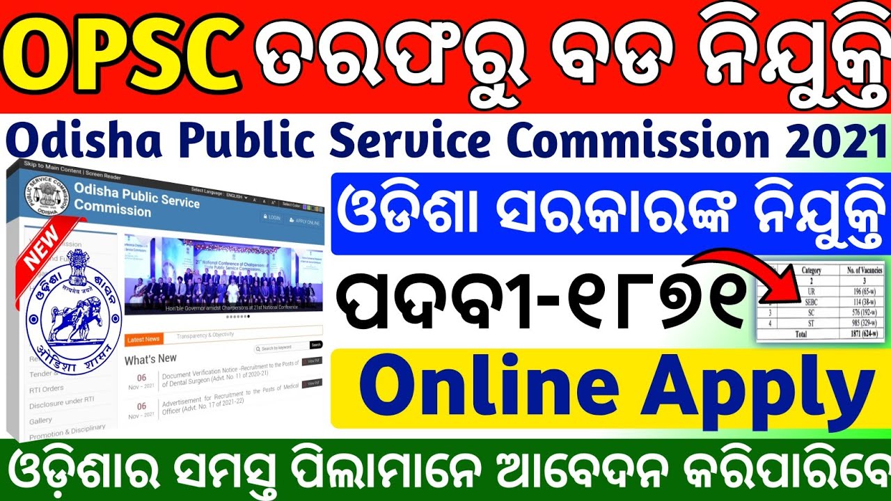 OPSC Recruitment 2021/Post-1871/Odisha govt jobs 2021//Odisha job updates 2021//free job alerts 2021