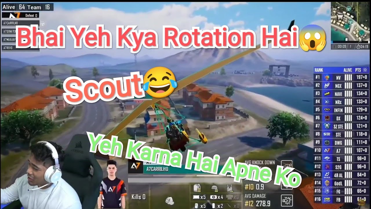 Scout Shocked Reaction😂Carrilho Flying Rotation 😱A7#pmgc2021 #scout #alpha7#pubgmobile #godlike