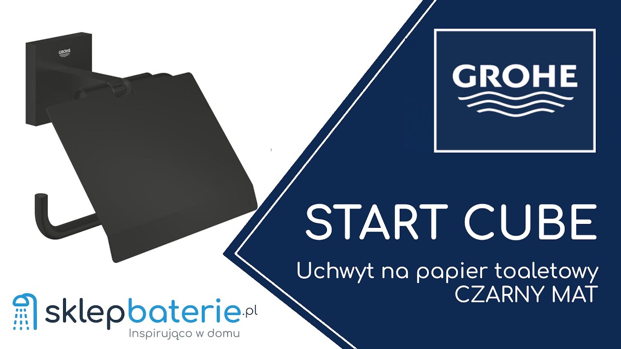 START CUBE Uchwyt na papier toaletowy z klapką CZARNY MAT GROHE 411022430 - SklepBaterie.pl