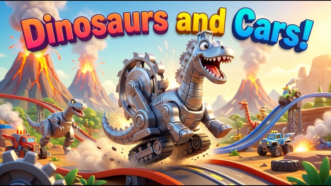 🦕🚜 Heavy Machine! Round and Round! The Amarga Wheel Song 【Construction Vehicles x Dinosaurs】