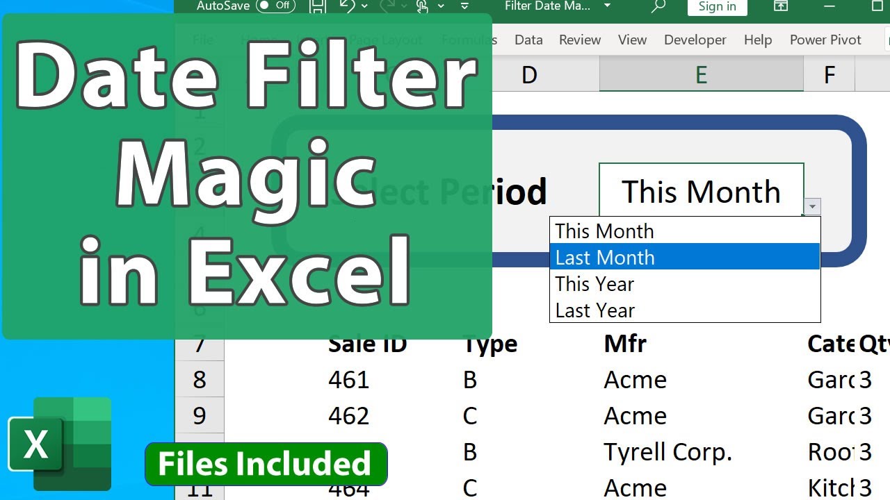 Excel Date Filter Magic - Last Month, This Month, YTD & More + Awesome Interface