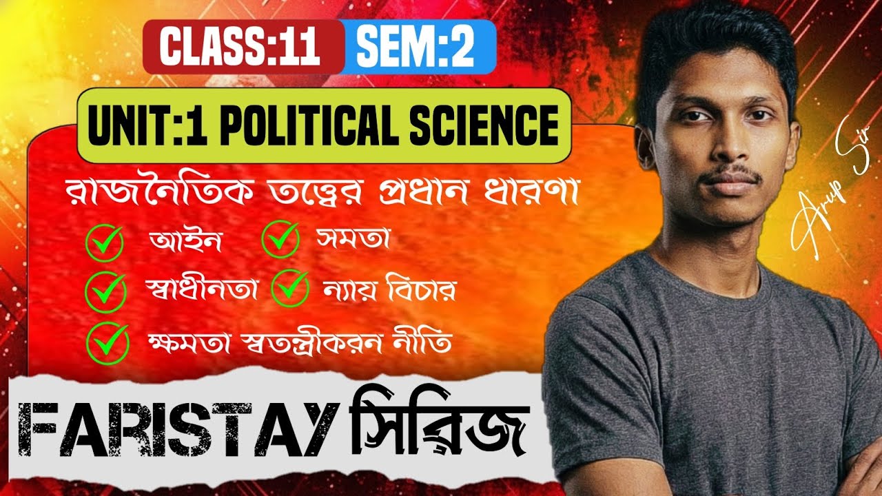 রাজনৈতিক তত্ত্বের মৌলিক ধারণা সমূহ| Unit 1| Semester 2| Political Science | Class 11| Arup Sir 🦷