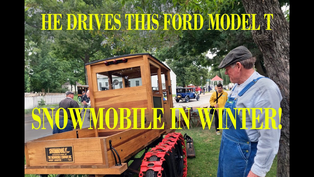 Настоящий снегоход Ford Model T, на котором он действительно ездит зимой, и он сравнивает его так...