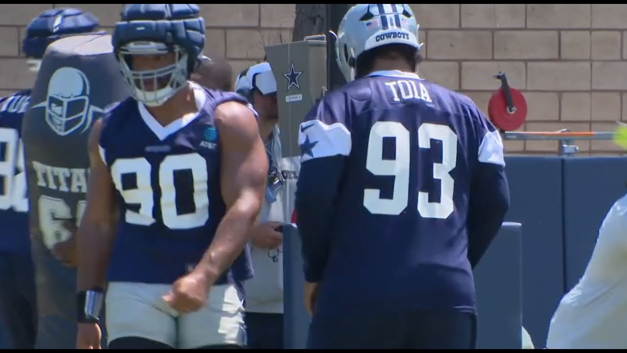 Cowboys rookie Jay Toia & Solomon Thomas are built like TANKS. DL drills