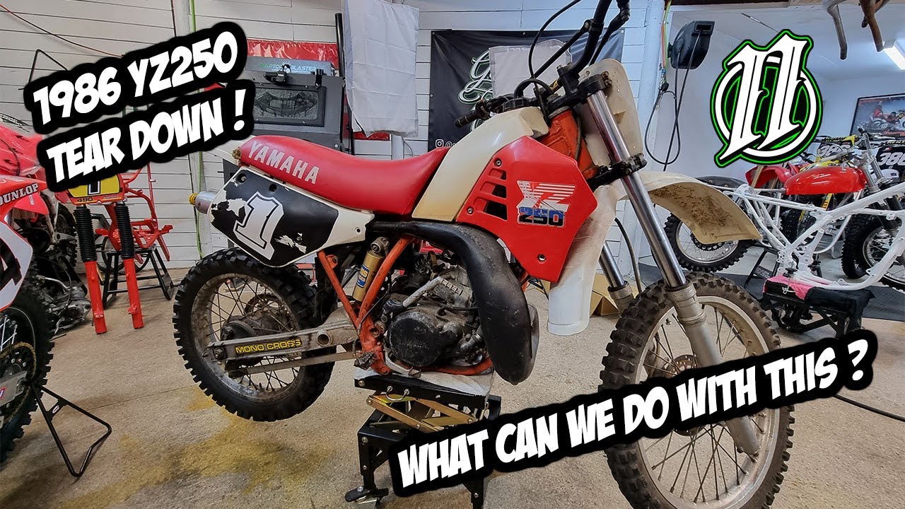 Yamaha YZ250 two-stroke 1986 race bike time laps tear down: this thing was trashed!