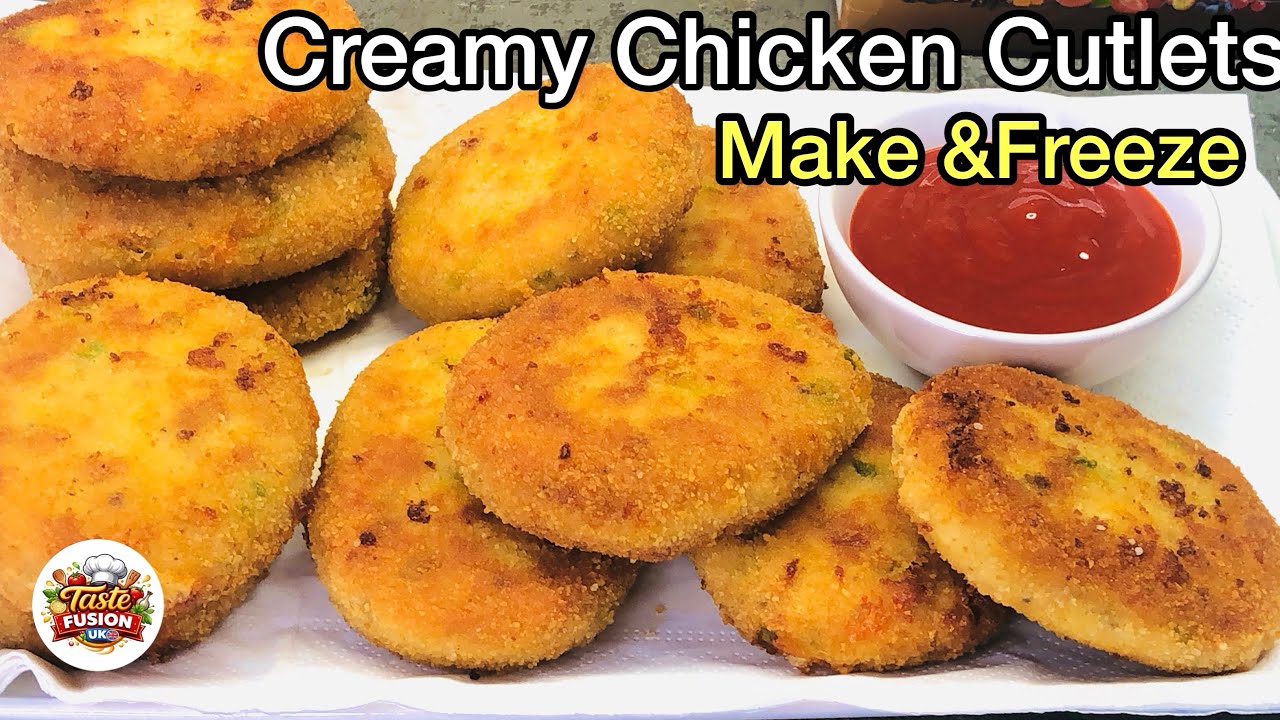 White Sauce Chicken Cutlets | Creamy Make & Freeze Chicken Cutlets Recipe | Freezer Friendly Snacks 