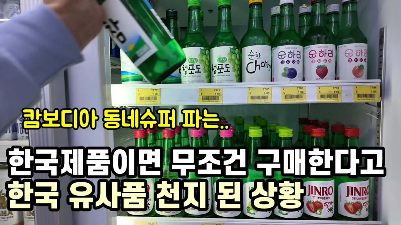 캄보디아 막 들어오는 한국 유사품들 동네슈퍼까지