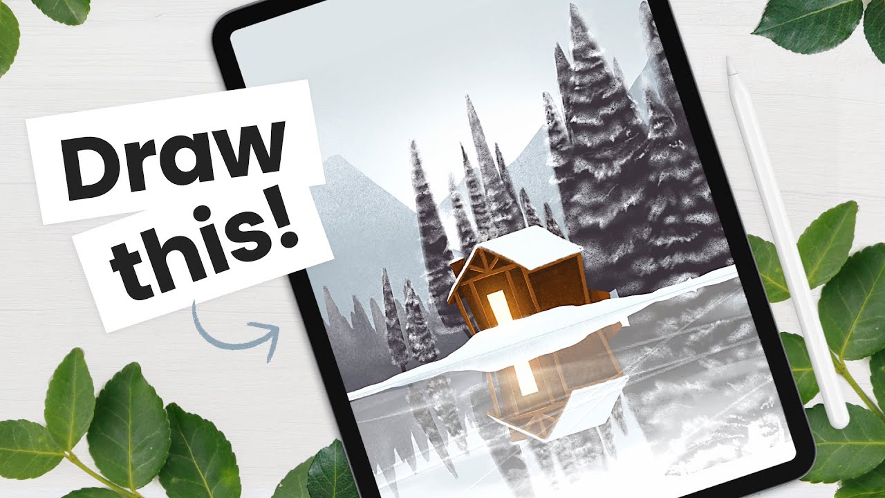 Draw a WINTER LANDSCAPE using only 1 brush • Digital art tutorial