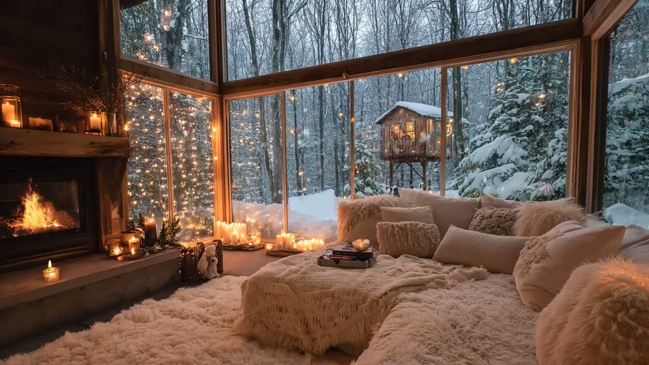 Winter Piano Sounds Combined With The Warmth Of A Cracking Fireplace To Relax And Unwind