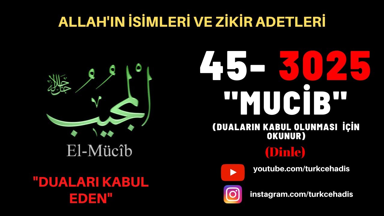 MUCİB - ESMAÜL HÜSNA - YA MUCİB ZİKRİ DİNLE 3025 DEFA - EL MUCİB