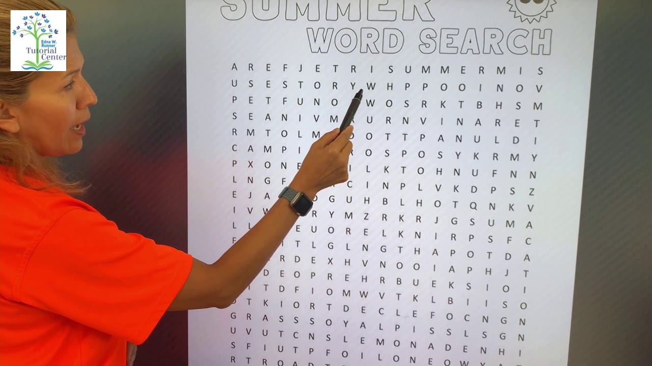 Word hunt Activity - Edna W. Runner Tutorial Center