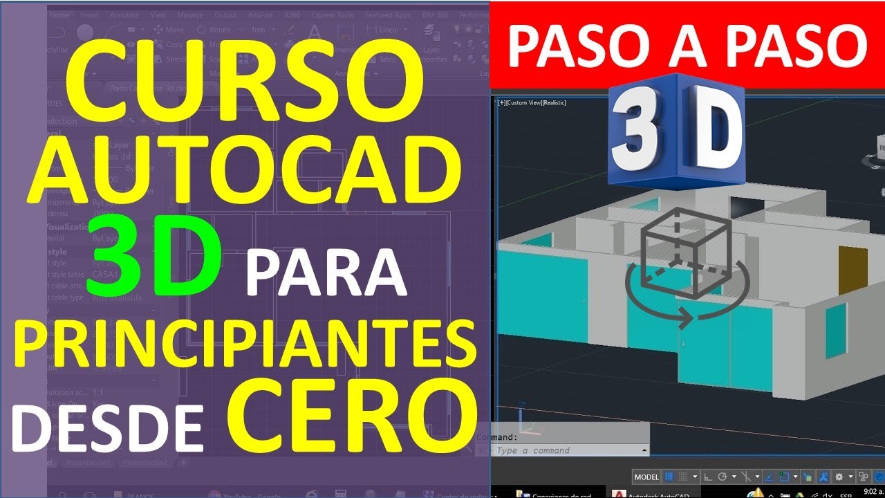 Curso AutoCAD 3D para Principiantes desde Cero - Dibujar el Plano en 3D de una Casa paso a paso