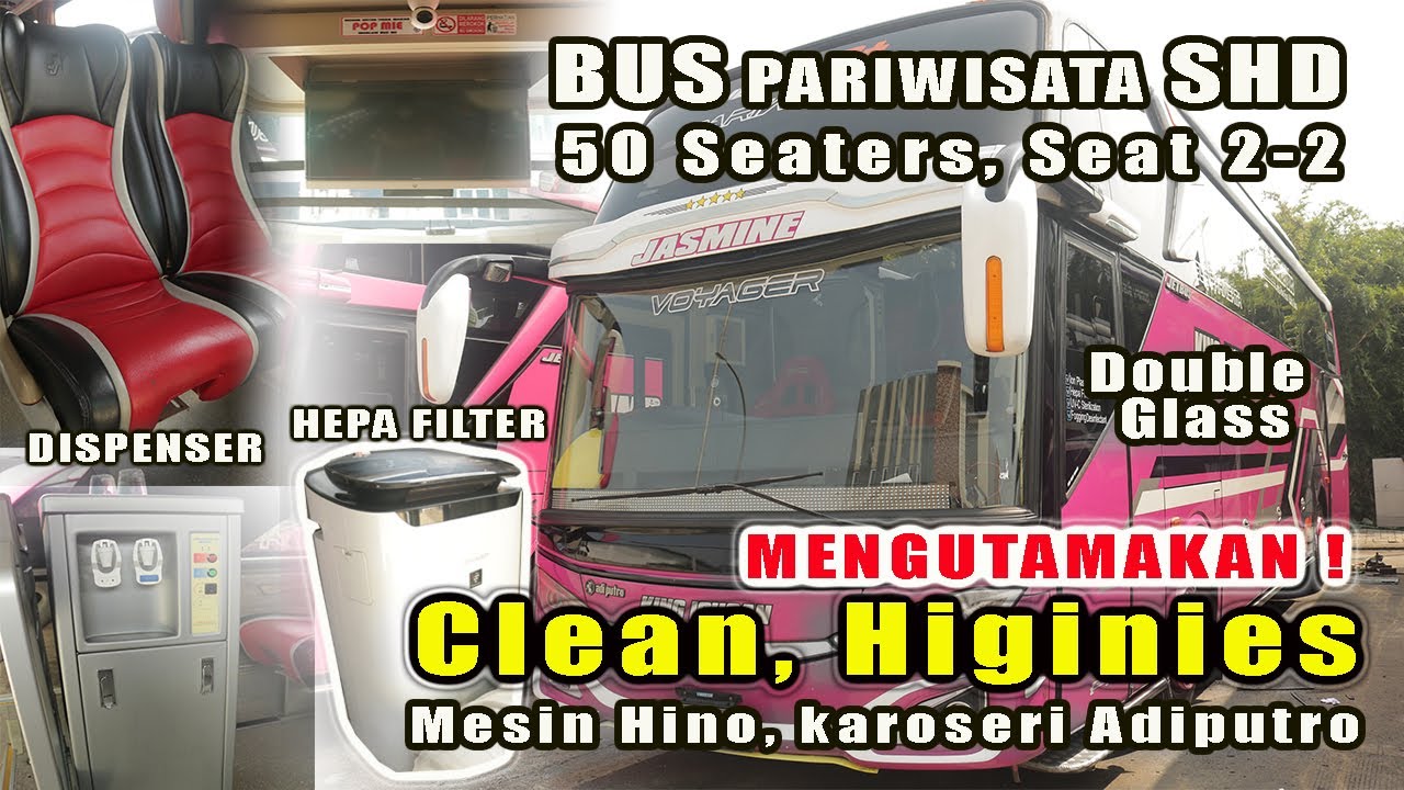 Bus SHD 50 Tempat Duduk, Seat 2 - 2 | Bus Pariwisata Higinies Untuk Rental Wisata dan Perjalanan