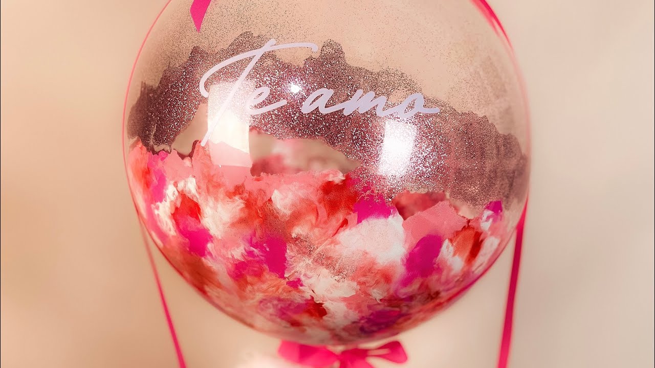 Globo burbuja con pintura y Glitter para San Valentín