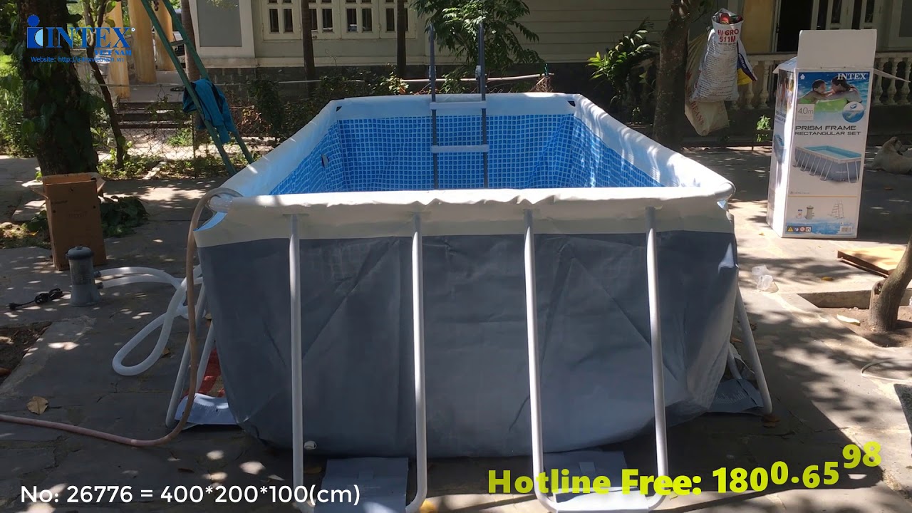 Một g&oacute;c s&acirc;n vườn cũng h&oacute;a th&agrave;nh bể bơi - intexvietnam.vn (bể bơi 4m*2m)