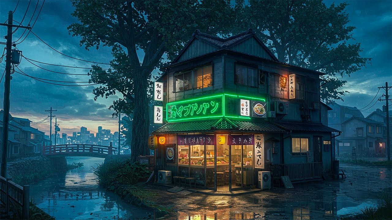 Nostalgic Vibes 💾 1980s  Retro Lofi Hip Hop Beats & Osaka Night Town Ambience 🌆 Lofi Rain Playlist