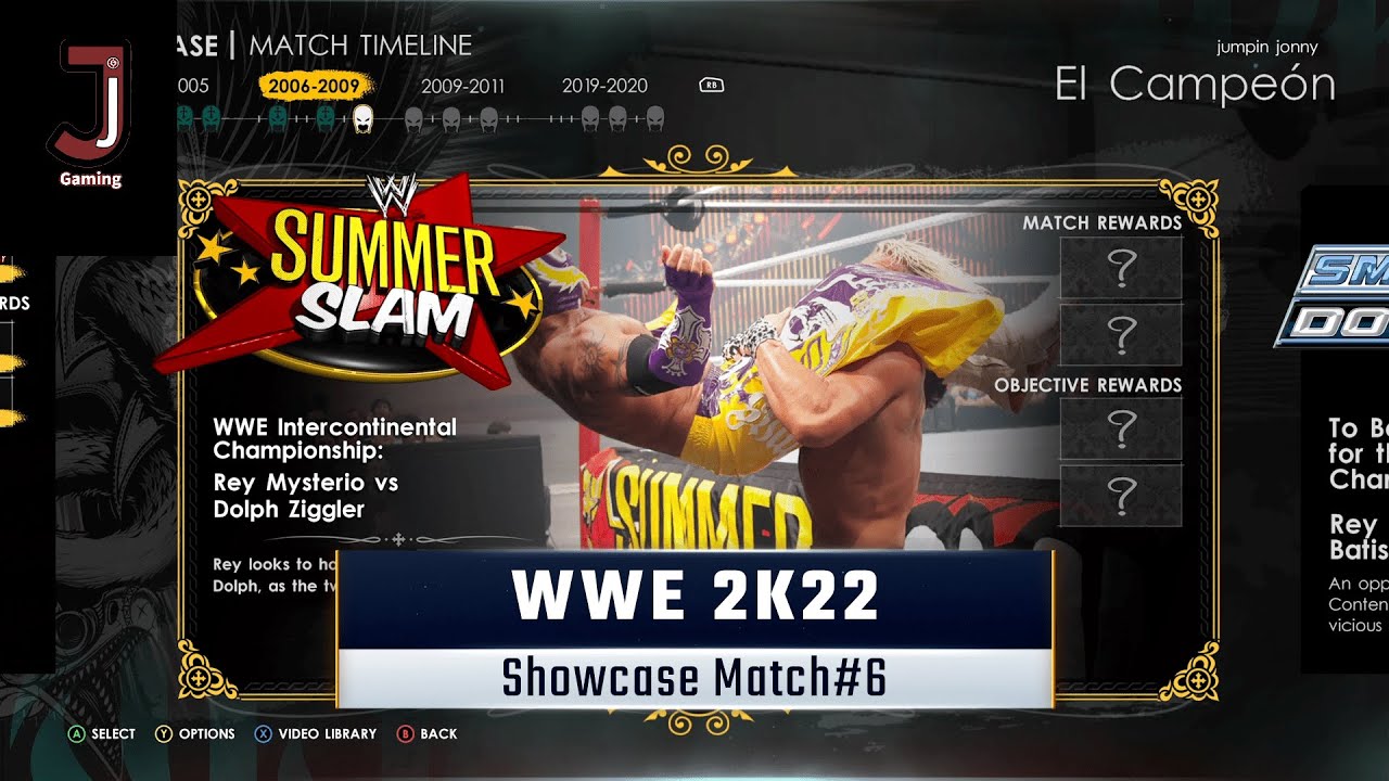WWE 2K22 showcase match 6 complete all objectives Rey Mysterio vs Dolph Ziggler at Summerslam