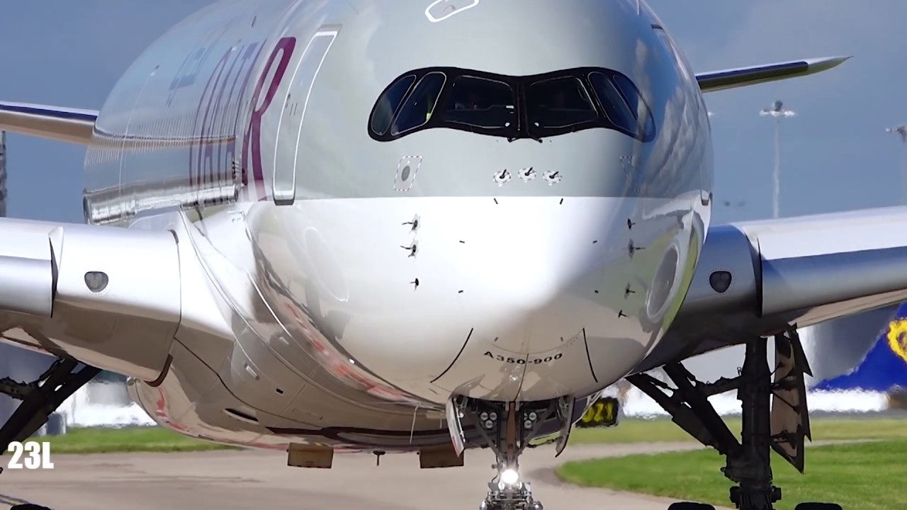 Stunning Closeup Departure Qatar Airways A7-ALV Airbus A350-941 QR28 Manchester To Doha 11/09/2019
