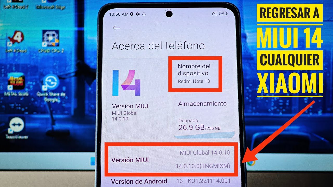 Cómo regresar a MIUI 14 Xiaomi Redmi Note 13