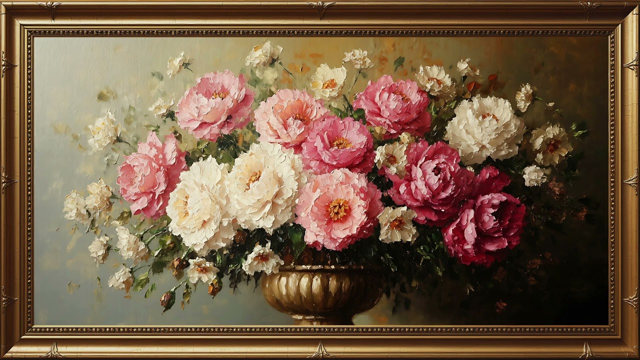 Transform Your TV into Vintage Art Masterpiece! 🌼 Elegant Gold Frame Screensaver & Display