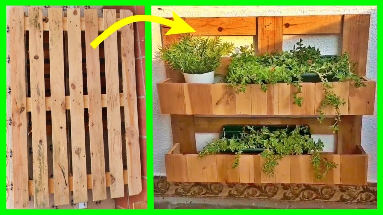 Ideas con palets JARDINERA VERTICAL DIY con tarima de palet
