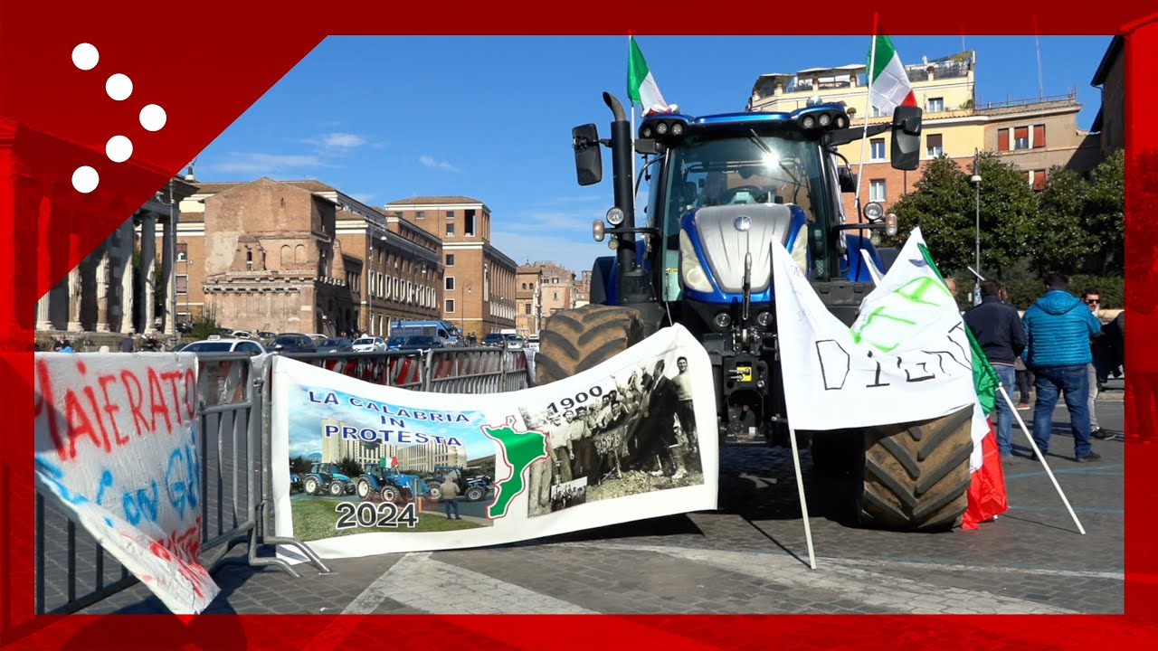 Roma, presidio degli agricoltori in piazza Bocca della Verità