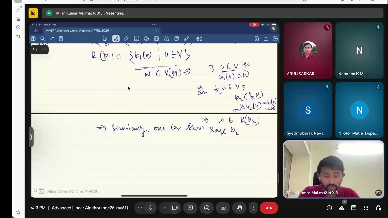 Live Tutorial Session 5 | NPTEL noc26_ma67| Advanced Linear Algebra
