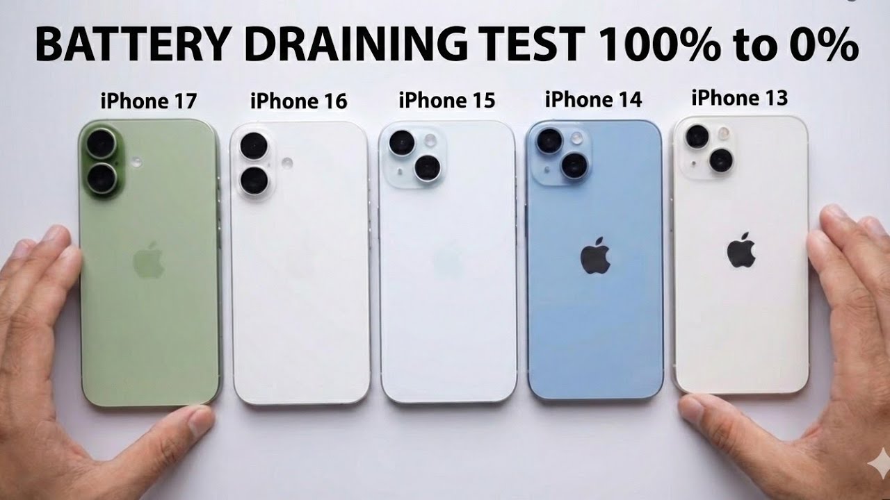 iPhone 17 vs 16 vs 15 vs 14 vs 13 Battery Test 100% To 0% | iOS 26 Battery Test ഏതാണ് better✅💯