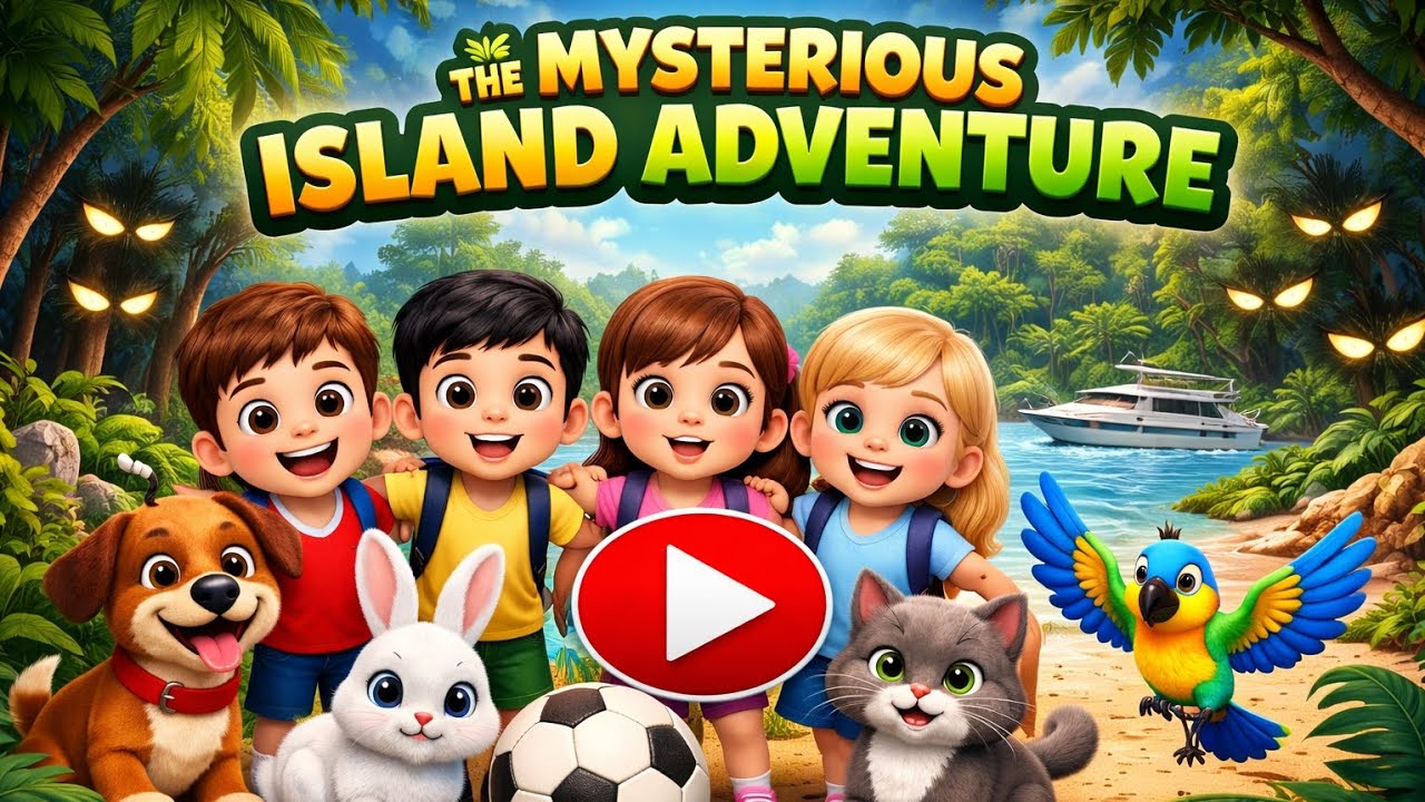 “The Mysterious Island Adventure” 🏝️🚤🐶🐰🐦🐱