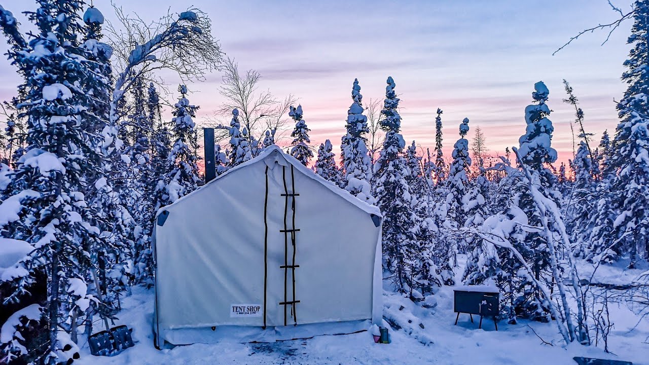 Freezing canvas tent jobs in the cold Canadian winter