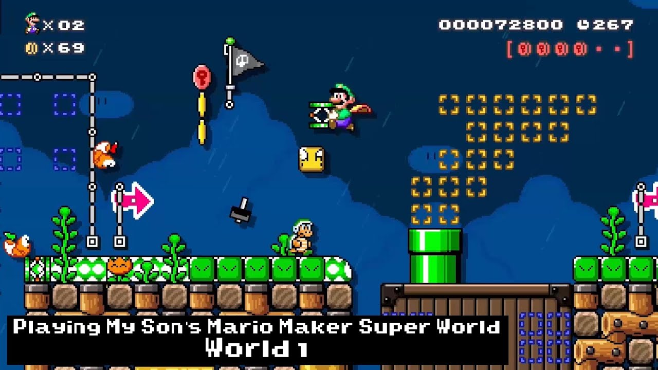 Playing My Son's Mario Maker Super World: World 1