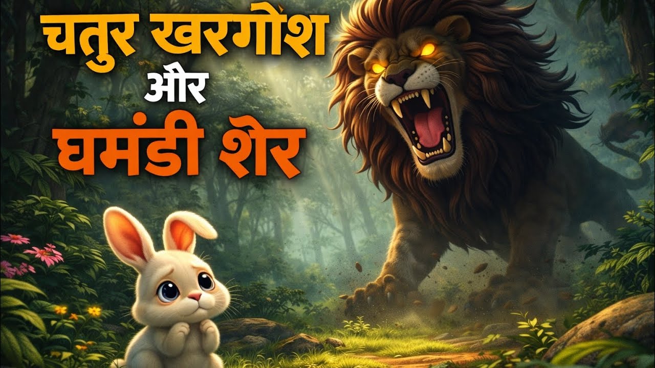 चतुर खरगोश और शेर की मजेदार कहानी |हिंदी नैतिक कहानी #cartoon #education #story #kahani #kids #funny