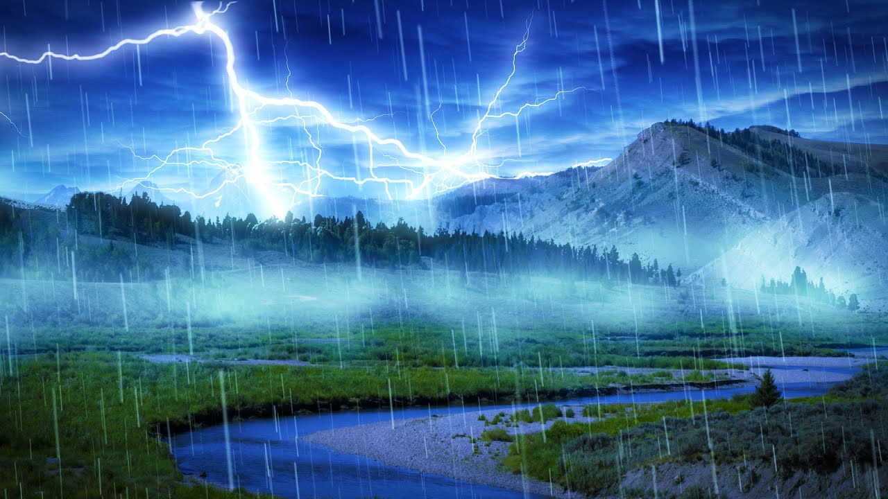 Thunder and Rainstorm with River Water Sounds ⛈️ White Noise for Sleeping, Relaxation or Studying