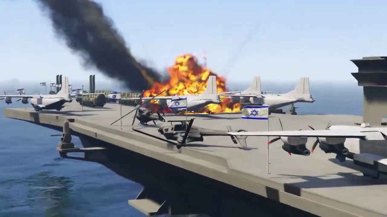 USA Fighter Jets & Irani Helicopters Attack on Israeli Military Convoy & Airport of Tel-Aviv - GTA 5