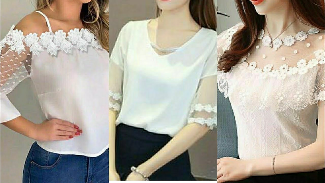 White colour top designs idea #Awesome designs stylish Embroidered white tops 2020 ideas