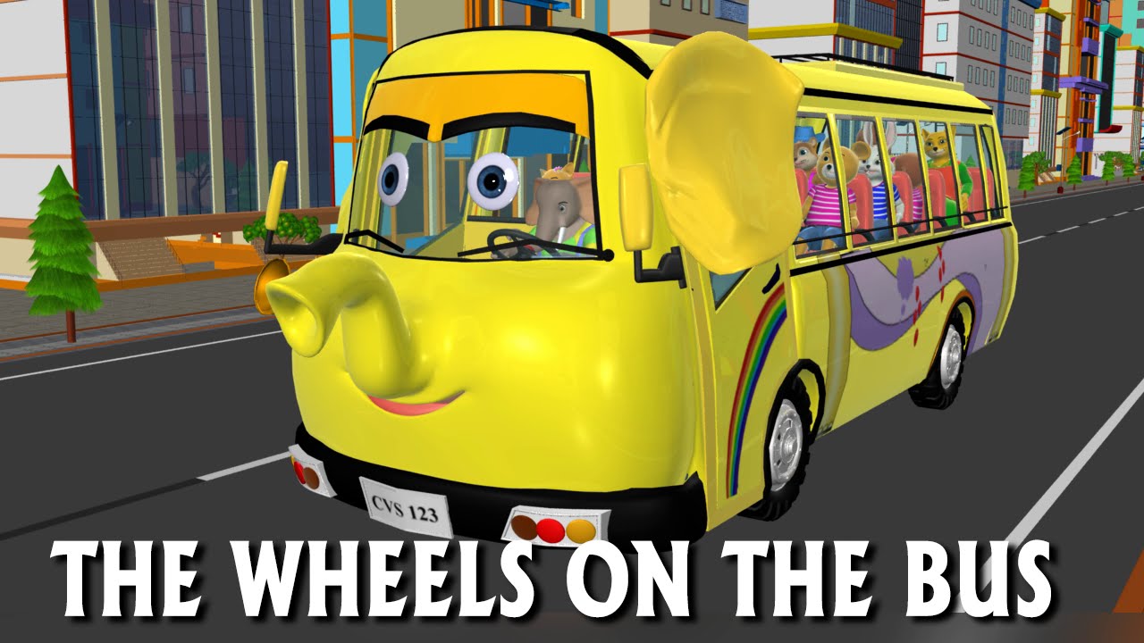 Wheels on the Bus Go Round And Round - 3D Animation Nursery Rhymes & Songs for Children