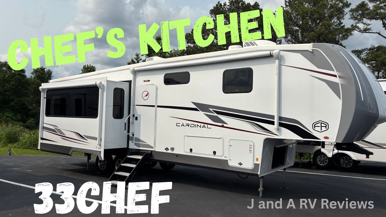 GREAT REAR KITCHEN WITH LARGEST WINDOW! 2025 Forest River Cardinal 33CHEF