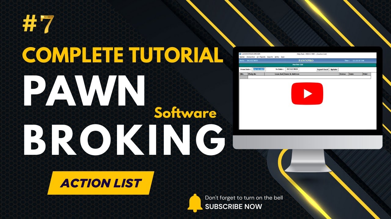Pawn Broking Software full Tutorial | Action list report #7 #dikshitechnologies @dikshitec