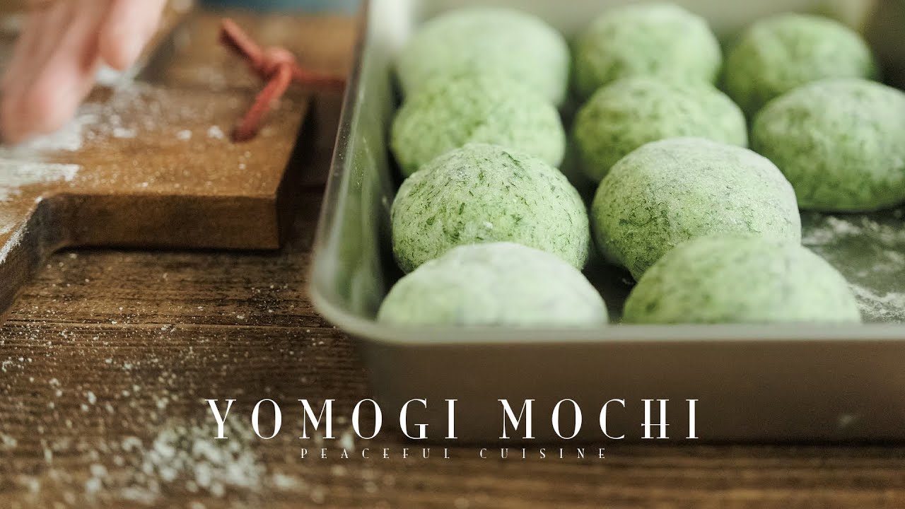 Yomogi Mochi (Japanese Mugwort Rice Cake with Adzuki Bean Paste) ☆ よもぎ餅の作り方
