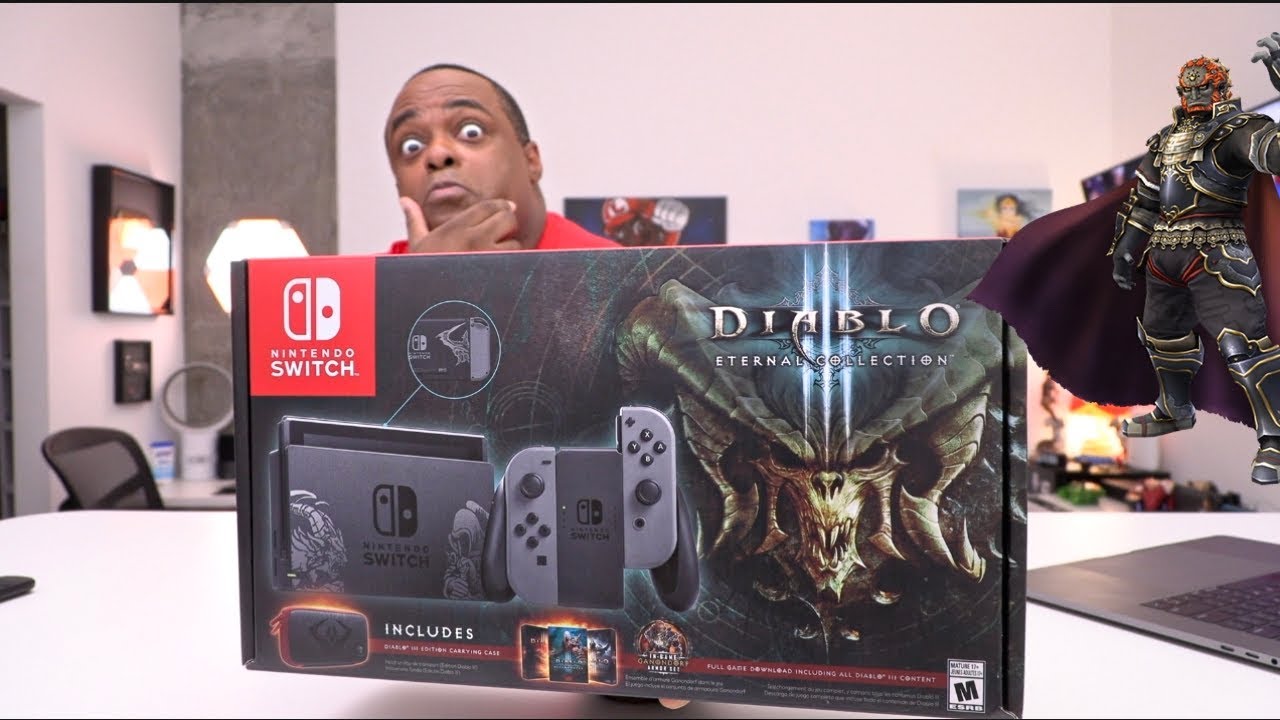 Распаковка консоли Nintendo Switch с игрой Diablo 3 Eternal Collection и...😈