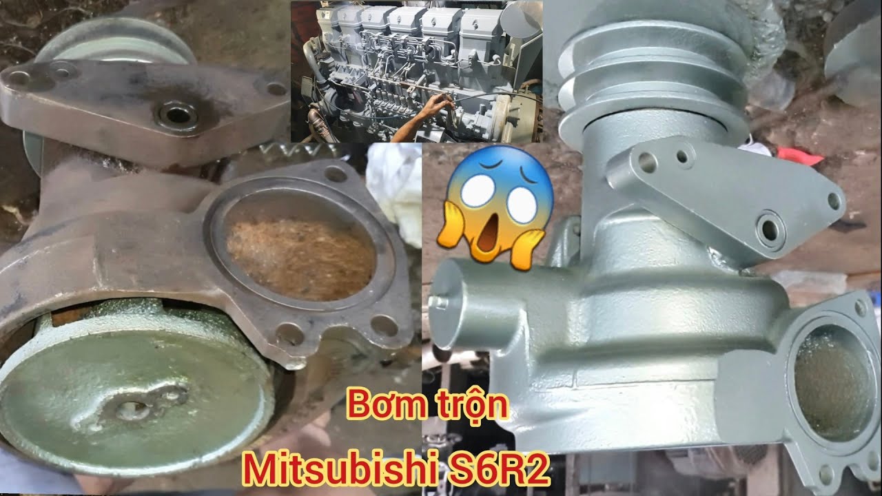 Phục hồi bơm nước trộn động cơ mitsubishi S6R2|engine cooling water pump restoration