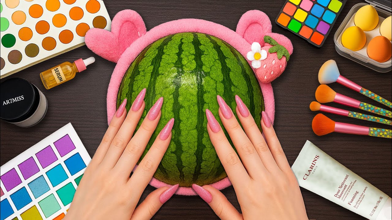 ASMR Makeup on Watermelon (No Talking)