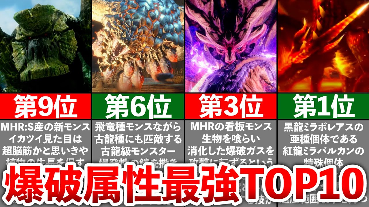 【歴代モンハン】爆破属性最強モンスターランキングTOP10