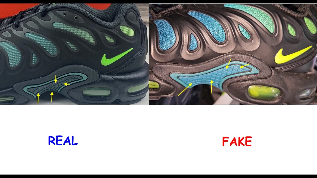 Nike Airmax Plus  Drift real vs fake review. How to spot fake Nike Airmax plus drift sneakers
