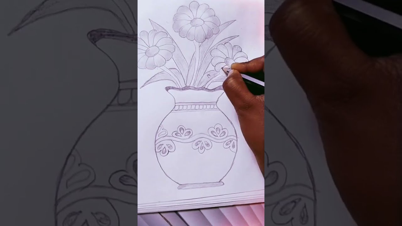 Easy and simple flower pot drawing।। Flower vase drawing ।। How to draw flower pot step by step 2025